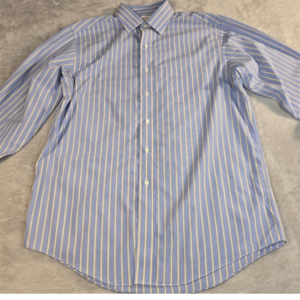 Brooks Brothers Mens Reg. Fit Non-Iron Supima Cotton Striped Shirt Blue Yellow